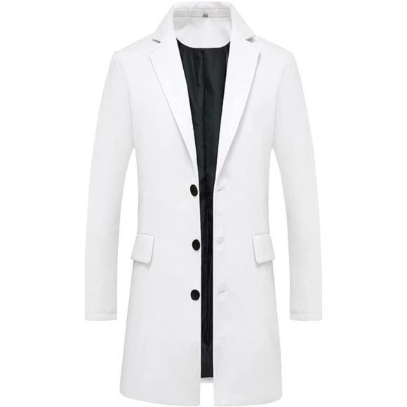 Men's Wool Blend Trench Coat, White
